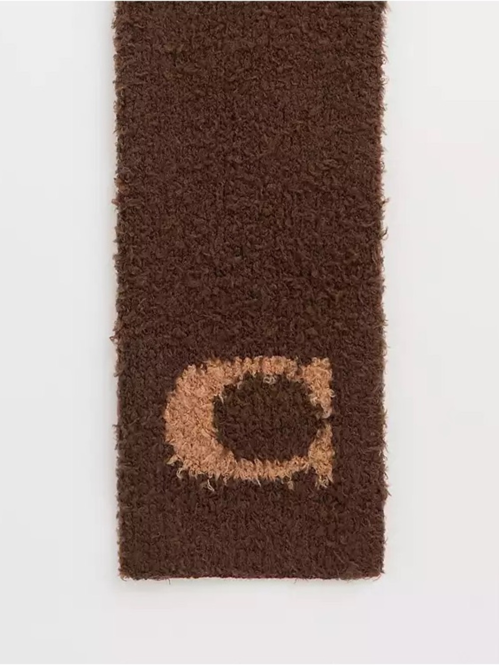 Coach Sherpa Knit Brown Teddy Wool Cashmere Logo Scarf Classic Limited Ed C5130 - Picture 4 of 7